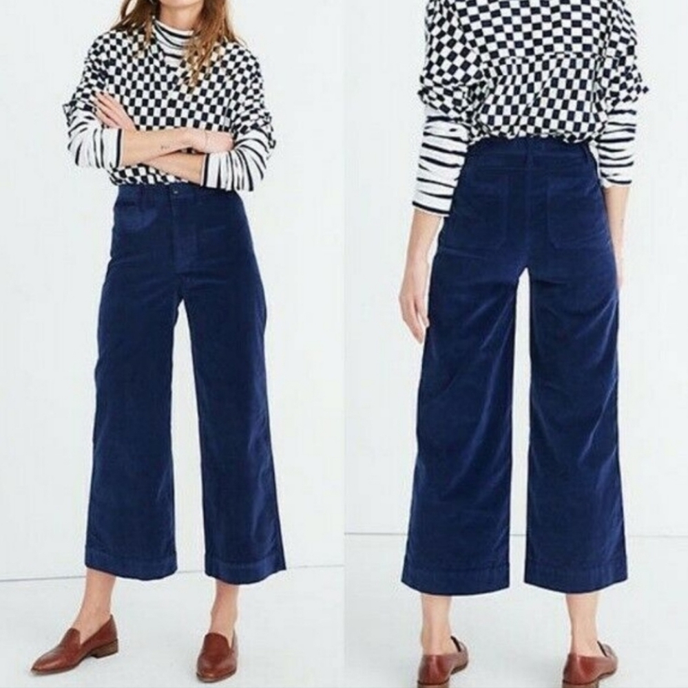 Madewell Emmit Wide-leg Velveteen Crop Pants Size 34